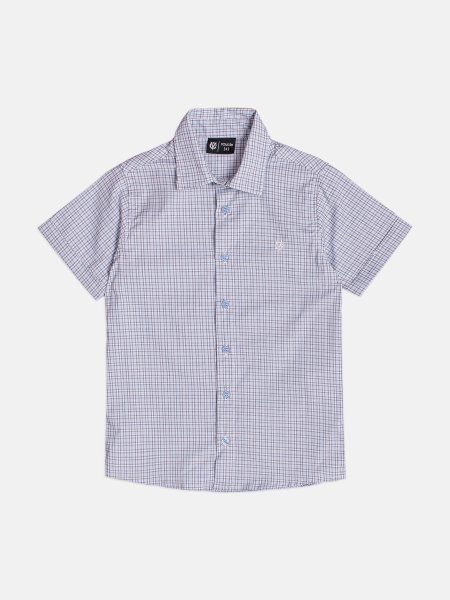 Camisa Xadrez Infantil Cinza com Bordado Youccie