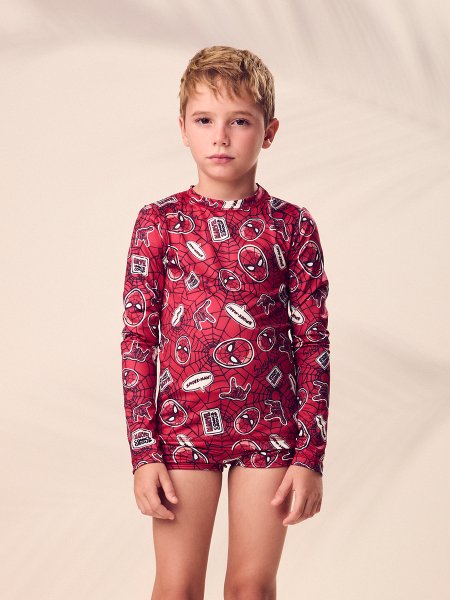 Blusa Praia Menino Youccie Marvel Homem-Aranha Proteção UV