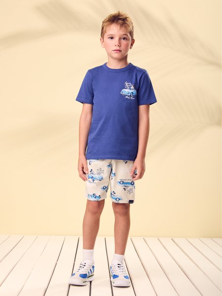 Conjunto Menino Youccie Infantil Mickey Summer Paradise Azul Disney