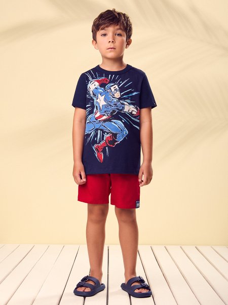 Conjunto Menino Infantil Capitão América Action Marvel Youccie