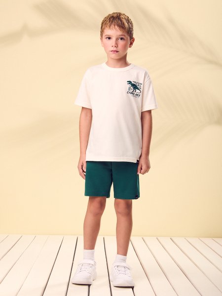 Conjunto Menino Youccie Cyber Rex Off White e Verde