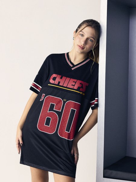  Vestido Over Feminino College Kansas City Chiefs 60 Authoria