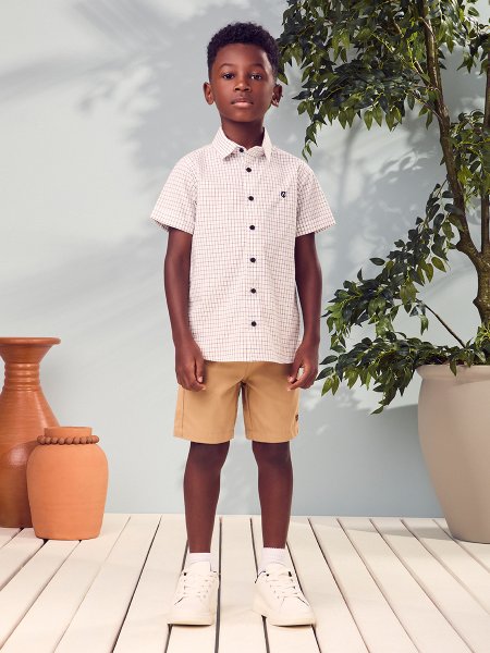 Conjunto Infantil Camisa Xadrez e Bermuda Sarja da Youccie