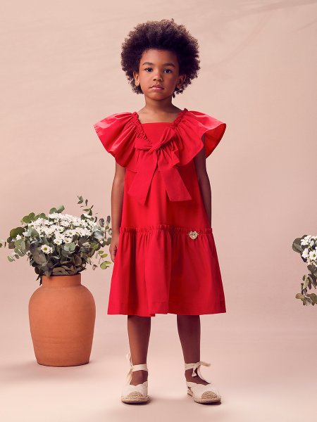 Vestido Malha E Tricoline Petite