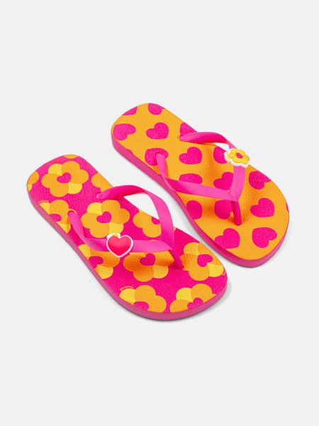 Chinelo Flip Infantil Momi Flower Hearts Neon