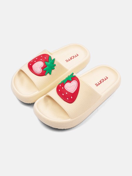 Chinelo Slide Infantil Momi Sweet Strawberry Bege