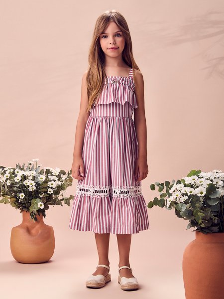 Vestido Tecido Listrado Animê Kids