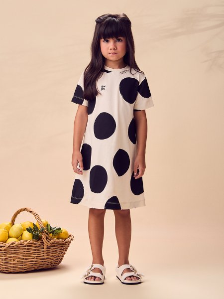 Vestido Infantil Menina Animê White and Black de Máxi Poá