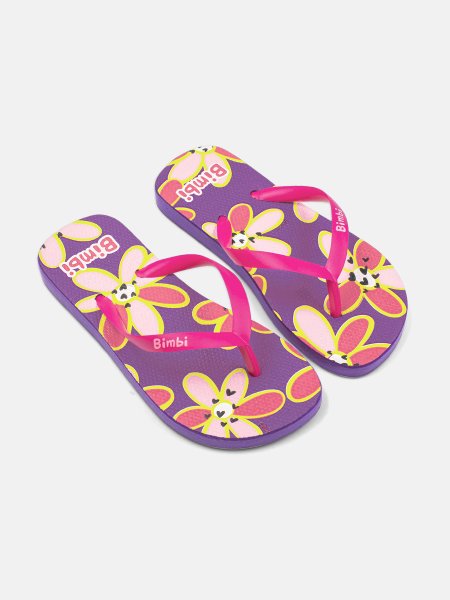 Chinelo Infantil Bimbi Roxo Floral