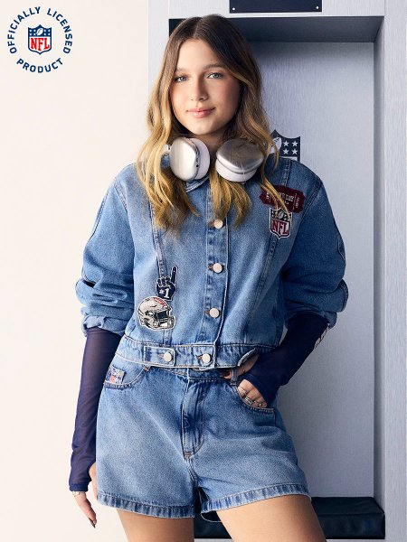 Jaqueta Jeans Cropped NFL Feminina da Authoria