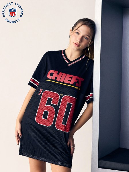  Vestido Over Feminino College Kansas City Chiefs 60 Authoria