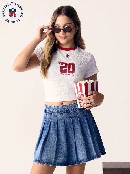 Baby Tee NFL Feminino Off White College da Authoria