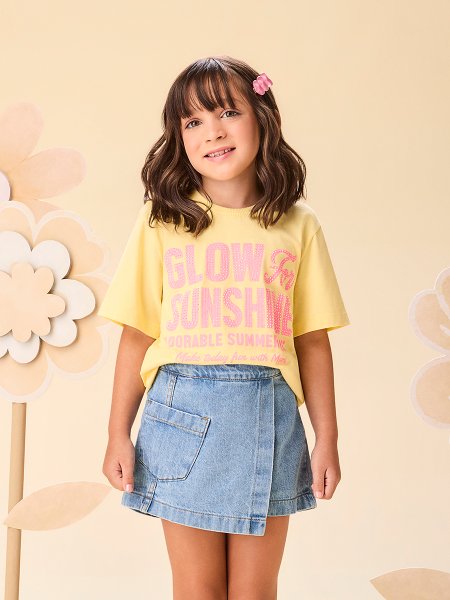 Blusa Infantil Menina Glow for Sunshine com Strass Momi