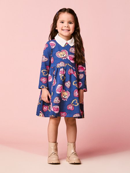 Vestido Infantil Menina Manga Longa de Ursinha Cowgirl