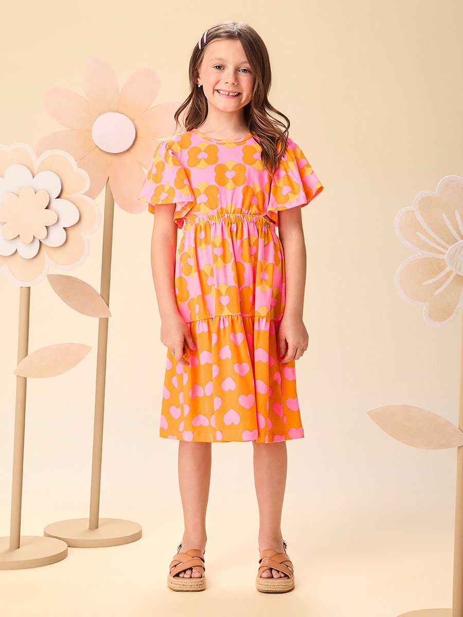 Vestido Manga Longa com Corações